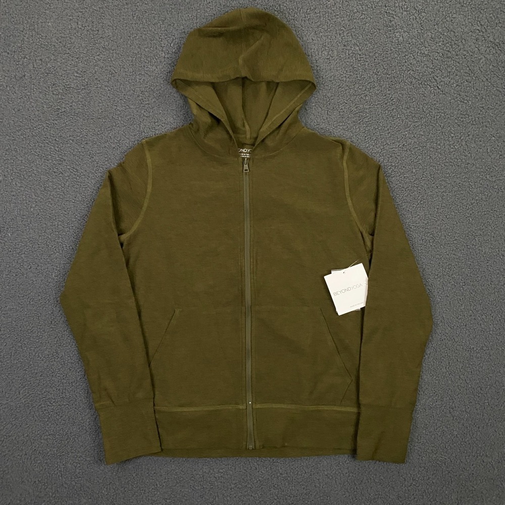 Beyond Yoga Spacedye Everyday Hoodie size Small Olive Green Full Zip Stretch
